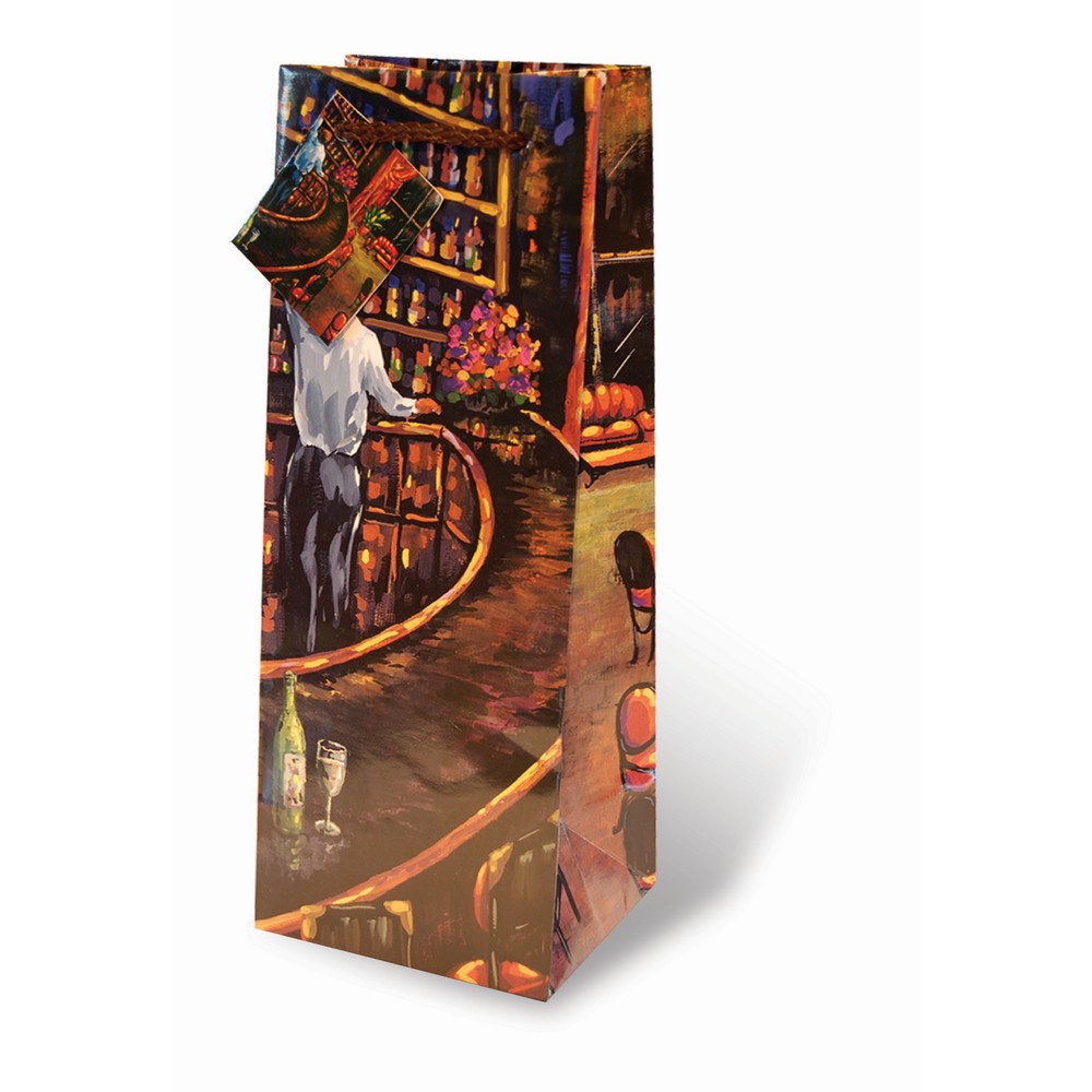 Printed Paper Wine Bottle Bag  - Grand Hotel