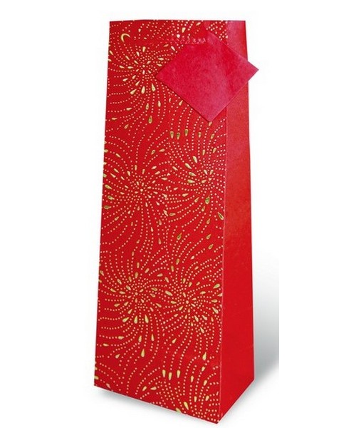 Handmade Paper Wine Bottle Bag  - Fireworks