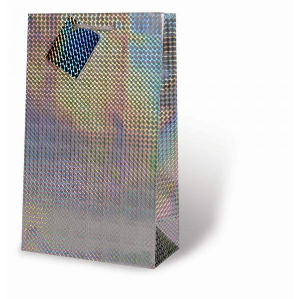 Foil Paper Two Wine Bottle Bag  - Silver
