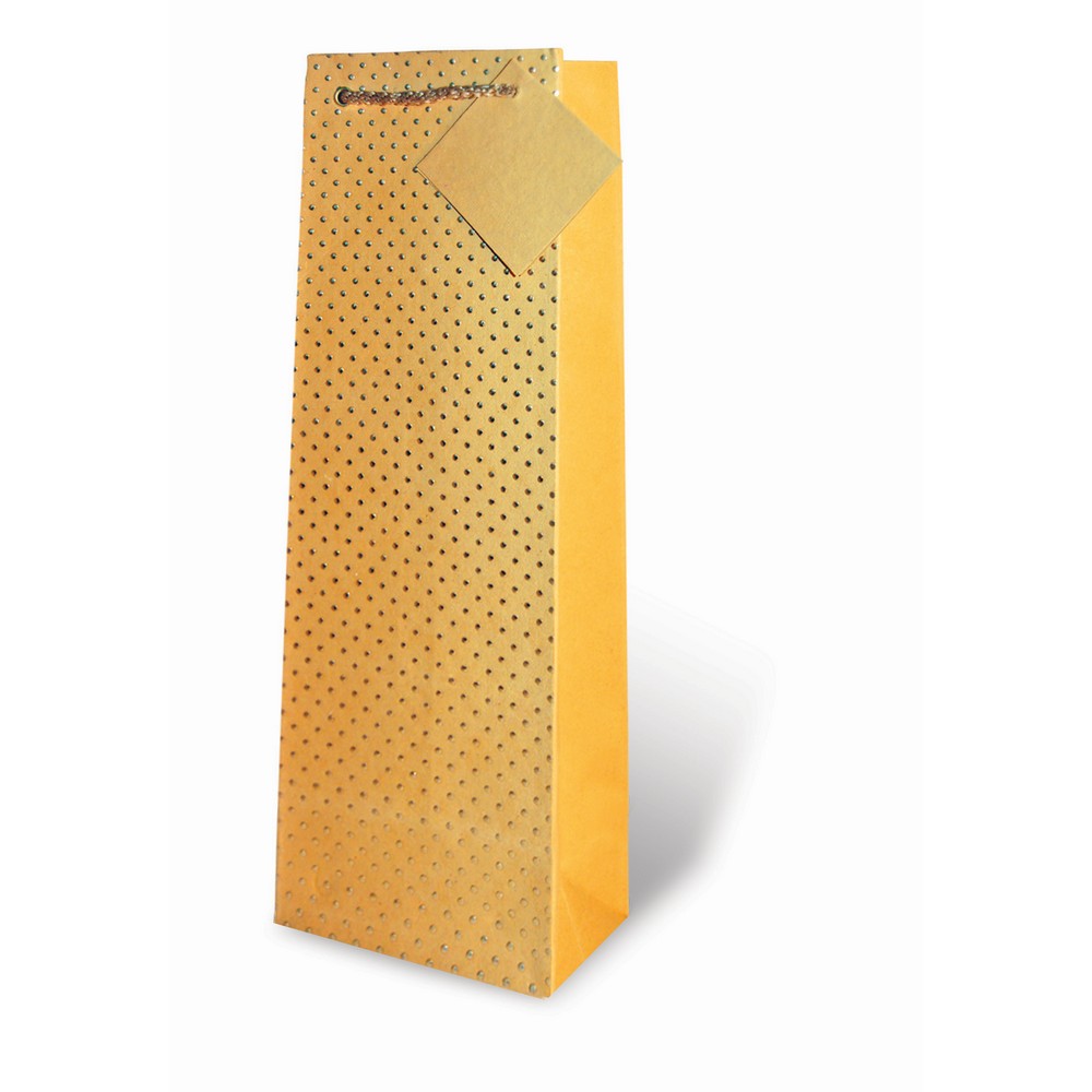 Handmade Paper Wine Bottle Bag Yellow Dotted