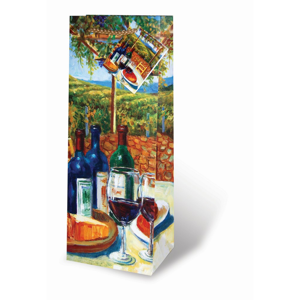 Printed Paper Wine Bottle Bag  - Wine Trellis