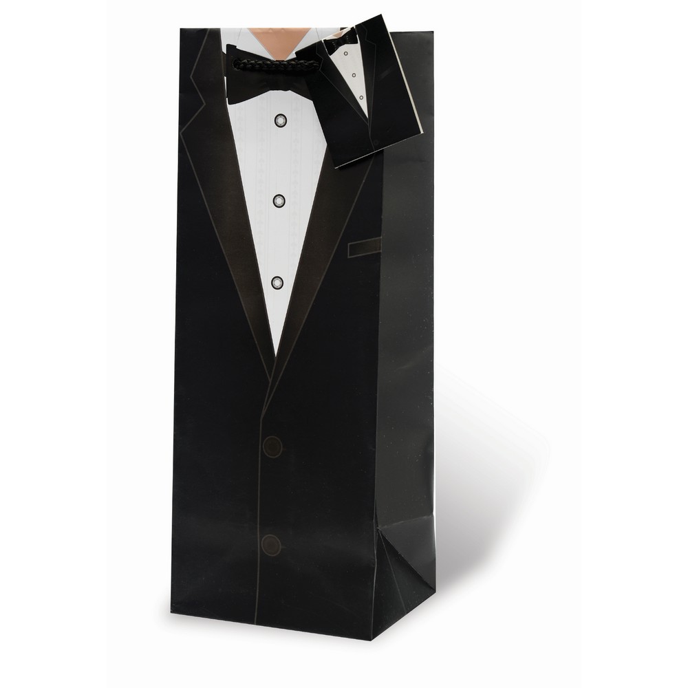 Printed Paper Wine Bottle Bag Tuxedo