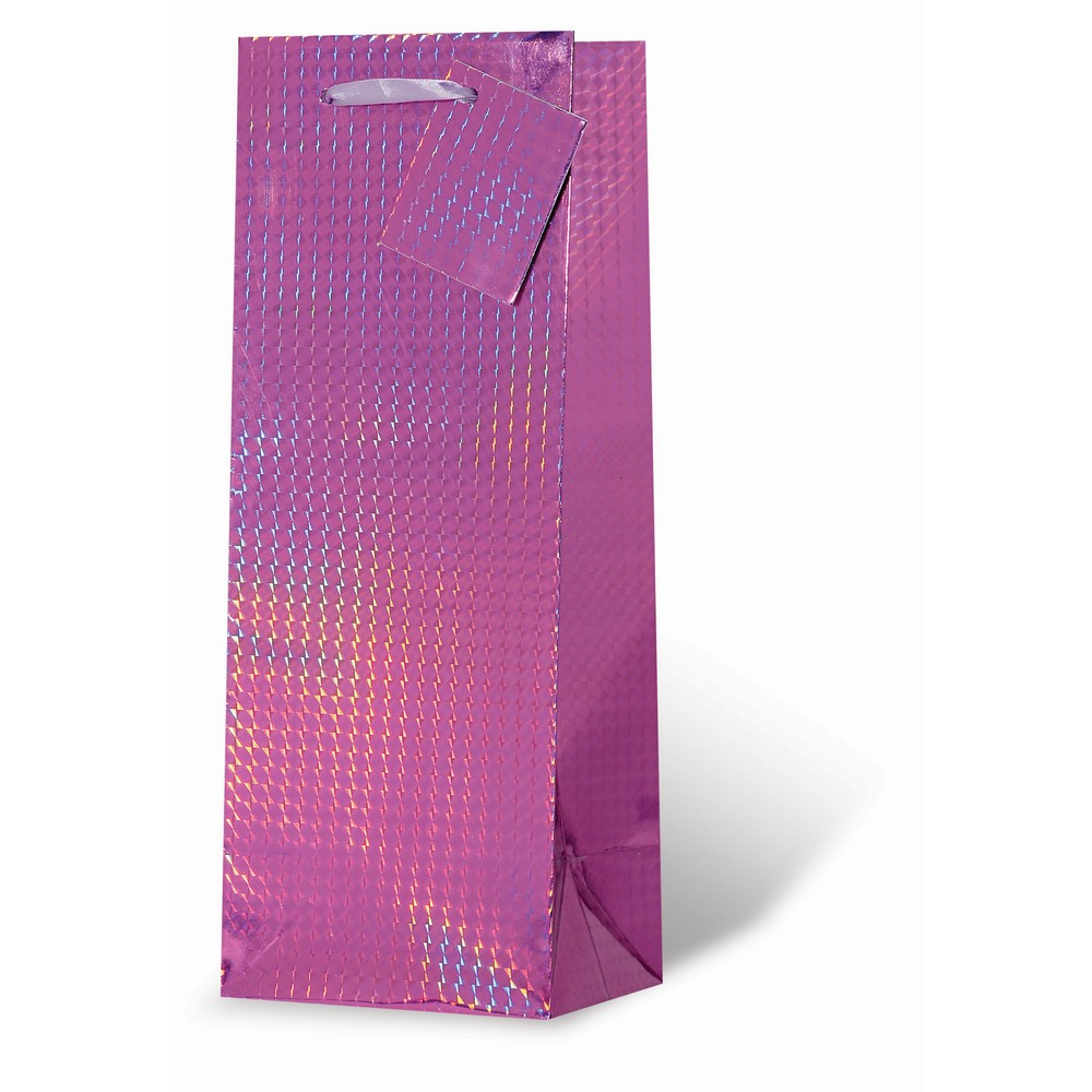 Foil Paper Wine Bottle Bag Pink