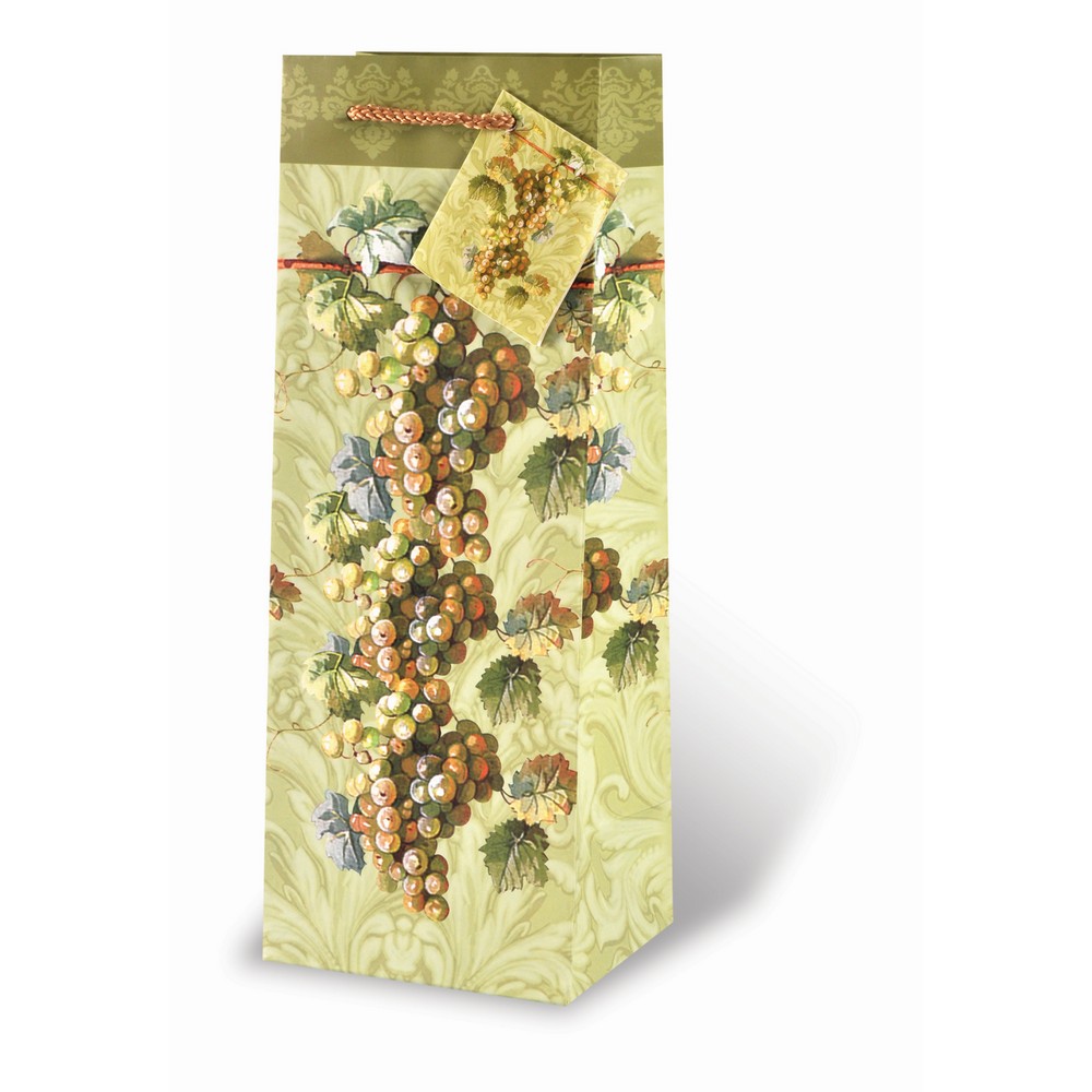 Printed Paper Wine Bottle Bag  - Fruit of the Vine