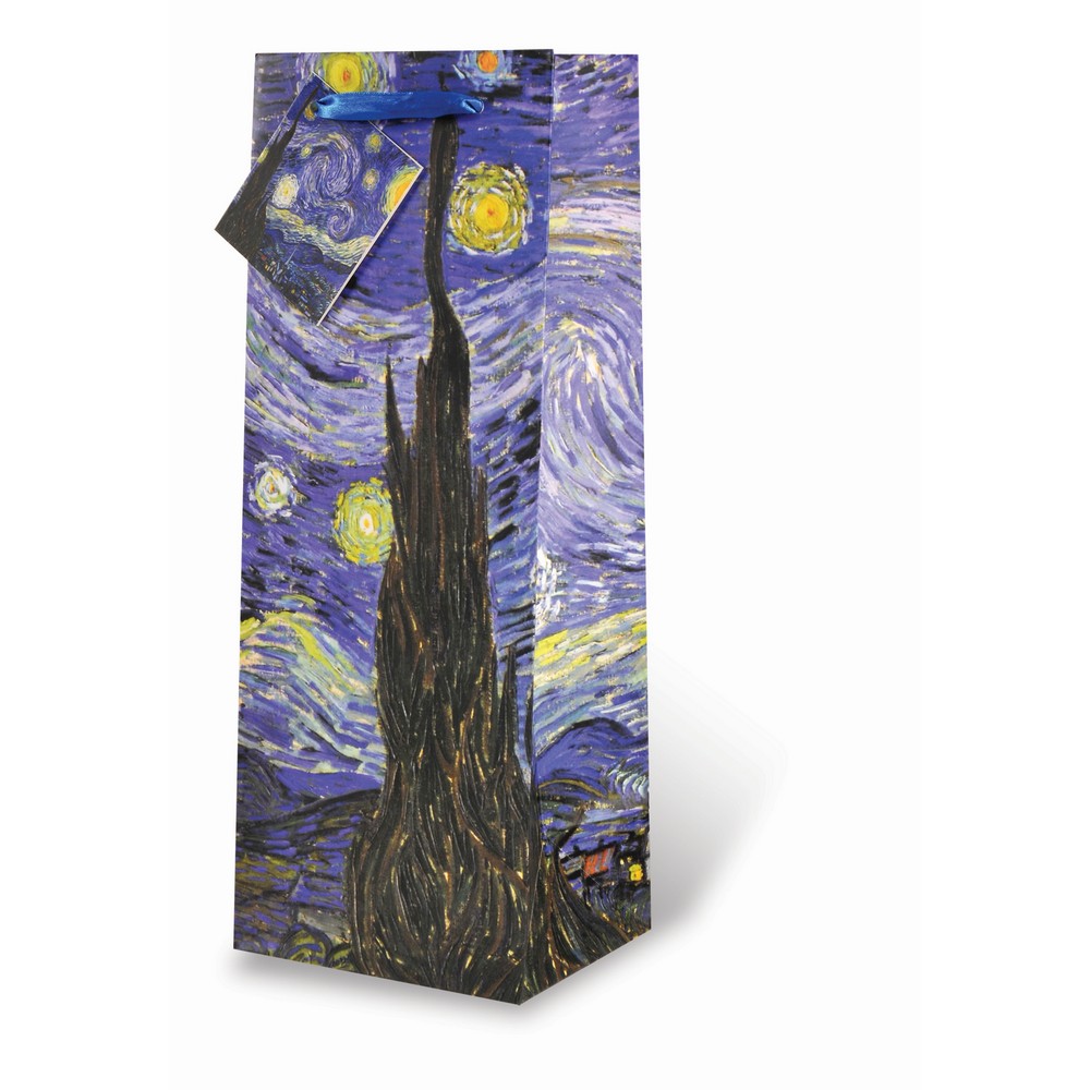 Printed Paper Wine Bottle Bag  - Stary Night