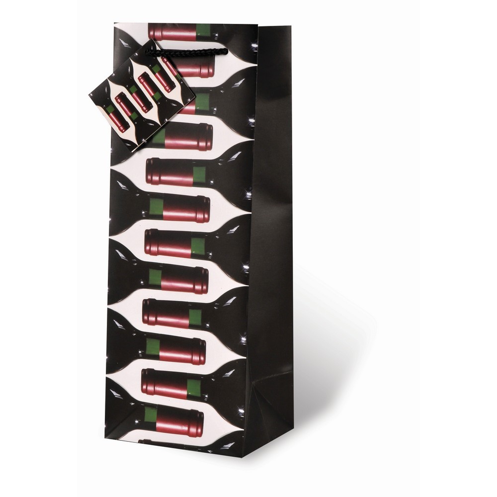 Printed Paper Wine Bottle Bag  - Sideways