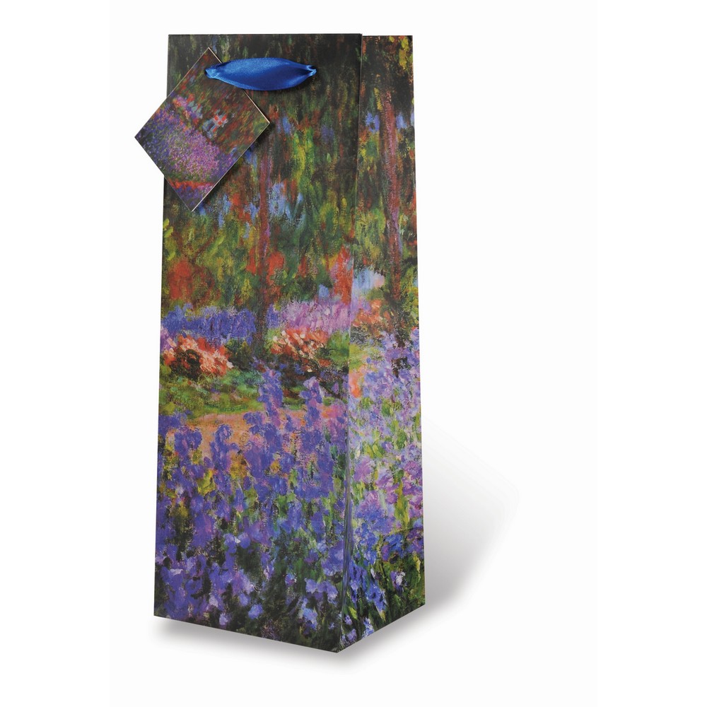 Printed Paper Wine Bottle Bag  - Monet Garden