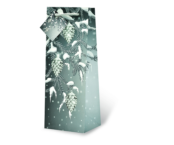 Printed Paper Wine Bottle Bag  - Snow Cones