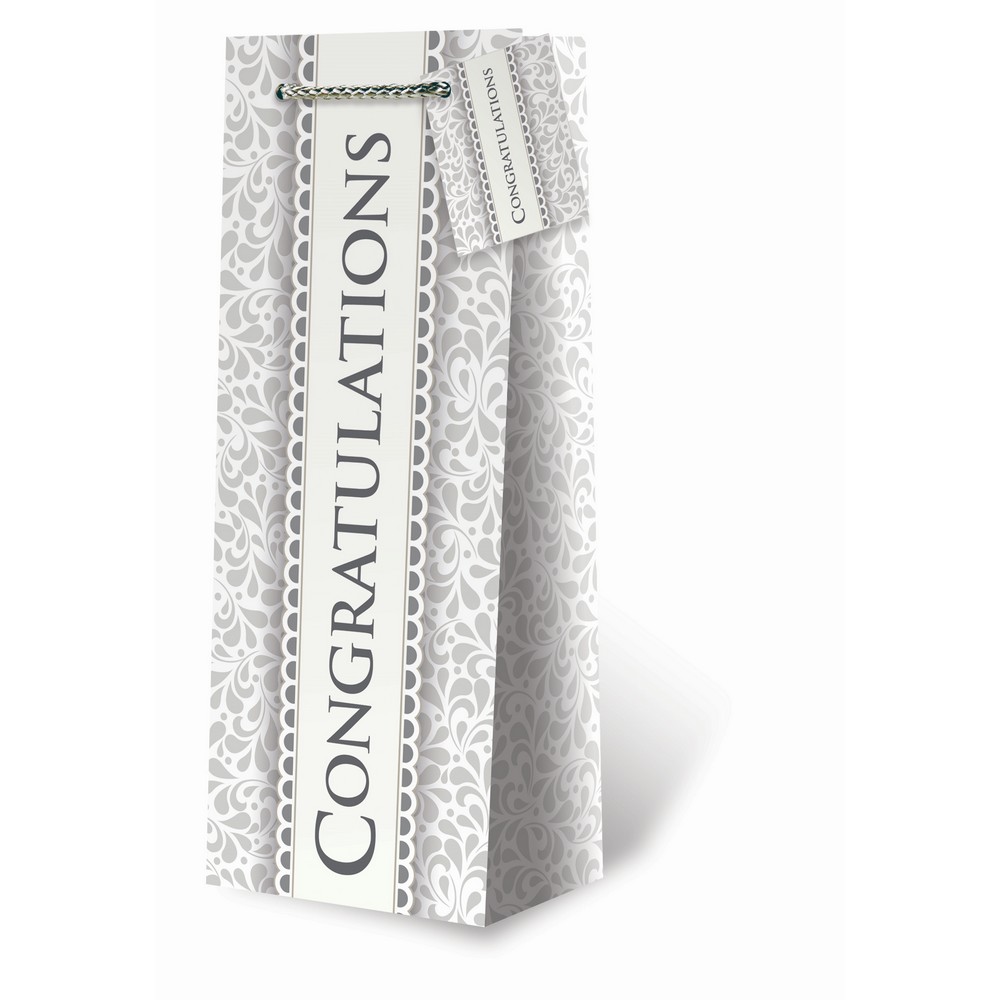 Printed Paper Wine Bottle Bag  - Elegant Congratulations