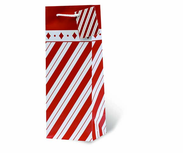 Holiday Stripes Wine Bottle Gift Bag