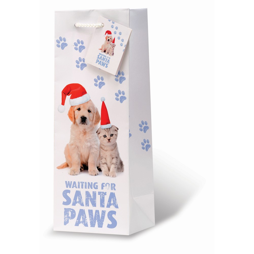 Santa Paws Wine Bottle Gift Bag