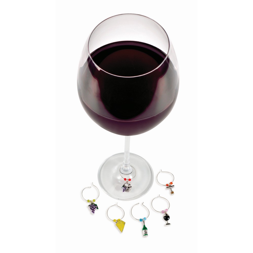 Wine and Cheese Wine Charms Set of 6