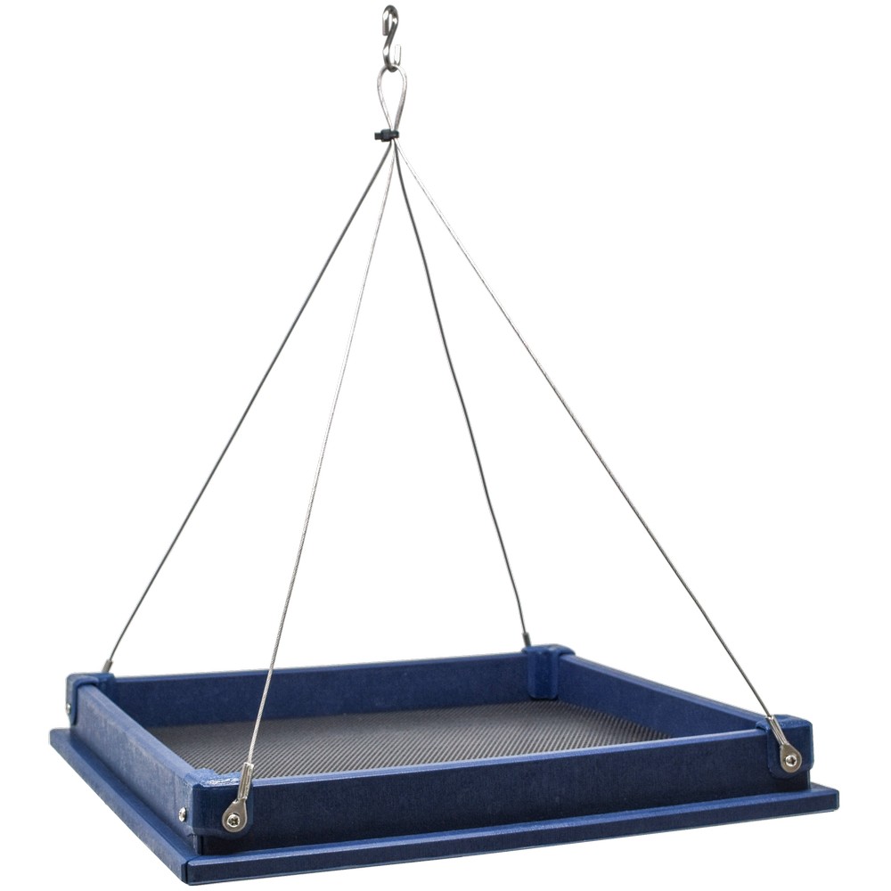 Recycled Plastic Blue Hanging Platform Feeder