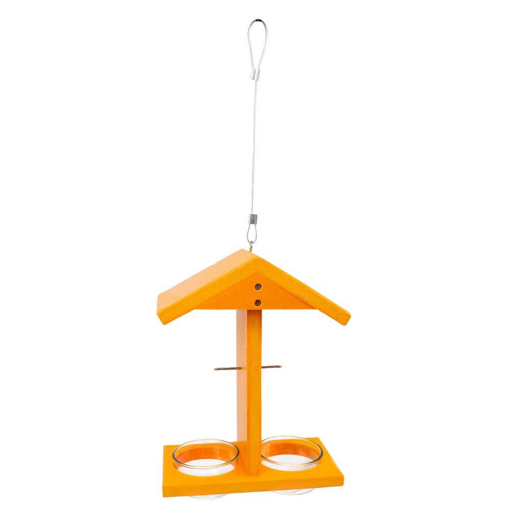Orange Poly Double Fruit & Jelly Feeder