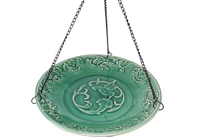 Hummingbird Ceramic Hanging Bird Bath