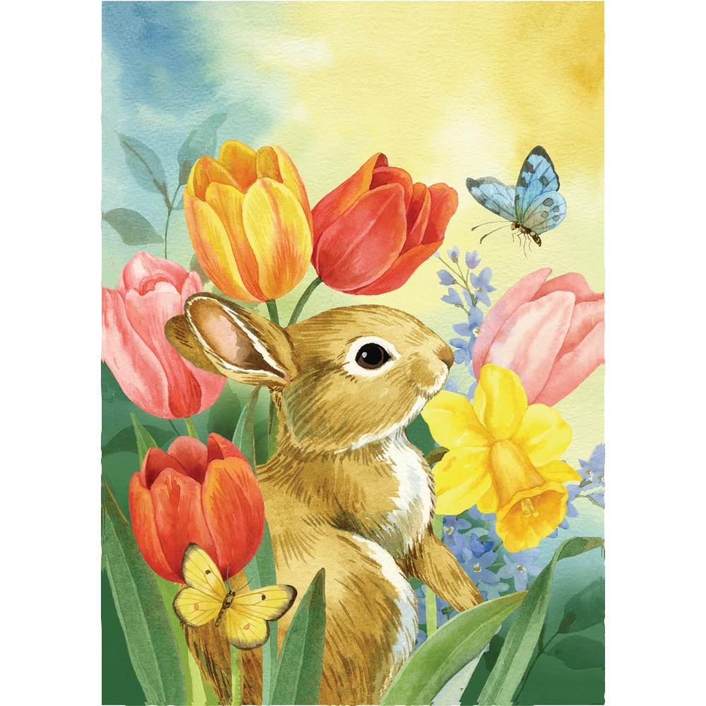 Tulip Bunny Garden Flag