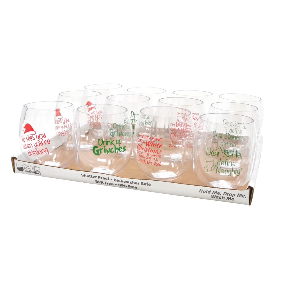Best 4 Christmas Wine Tumbler 12 Piece Assortment