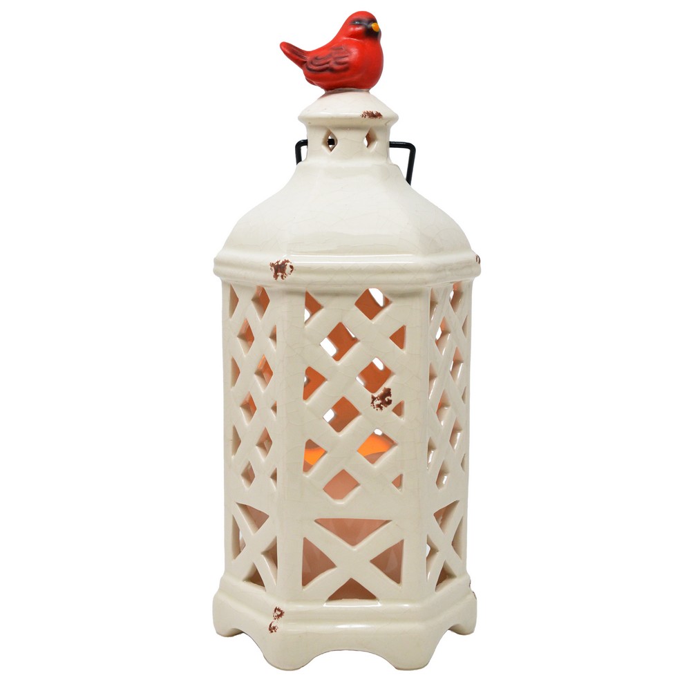 10.6 inch Hexagonal Ceramic LED Lantern with Cardinal