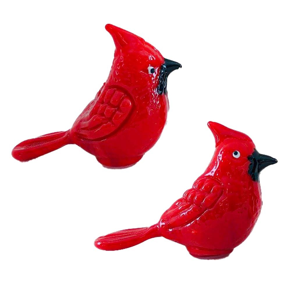 Glass Cardinals Salt and Pepper Set