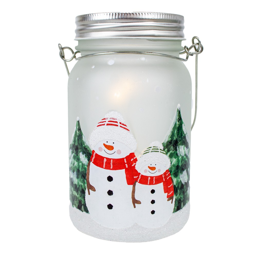 Cozy Snowmen LED Mason Jar with Timer