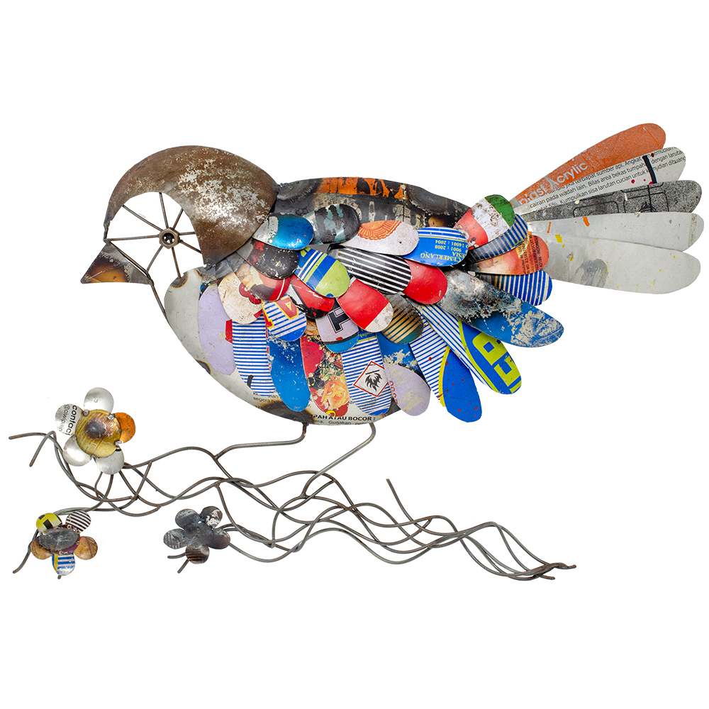 Recycled Metal Bird Wall Decor