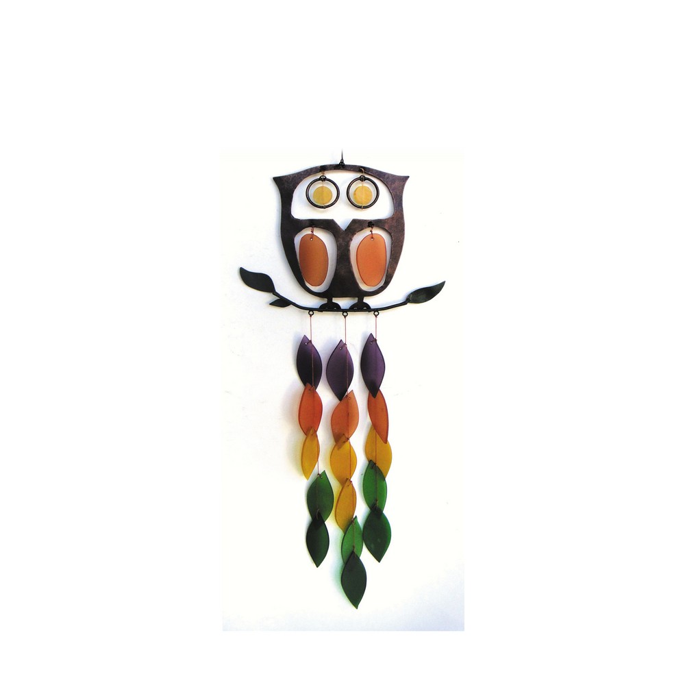 Retro Owl Metal and Glass Chime