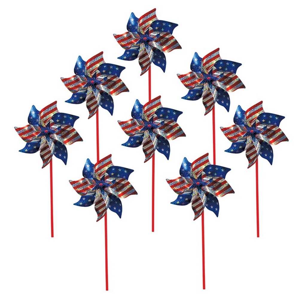 Stars and Stripes Mylar Pinwheels 8 pcs