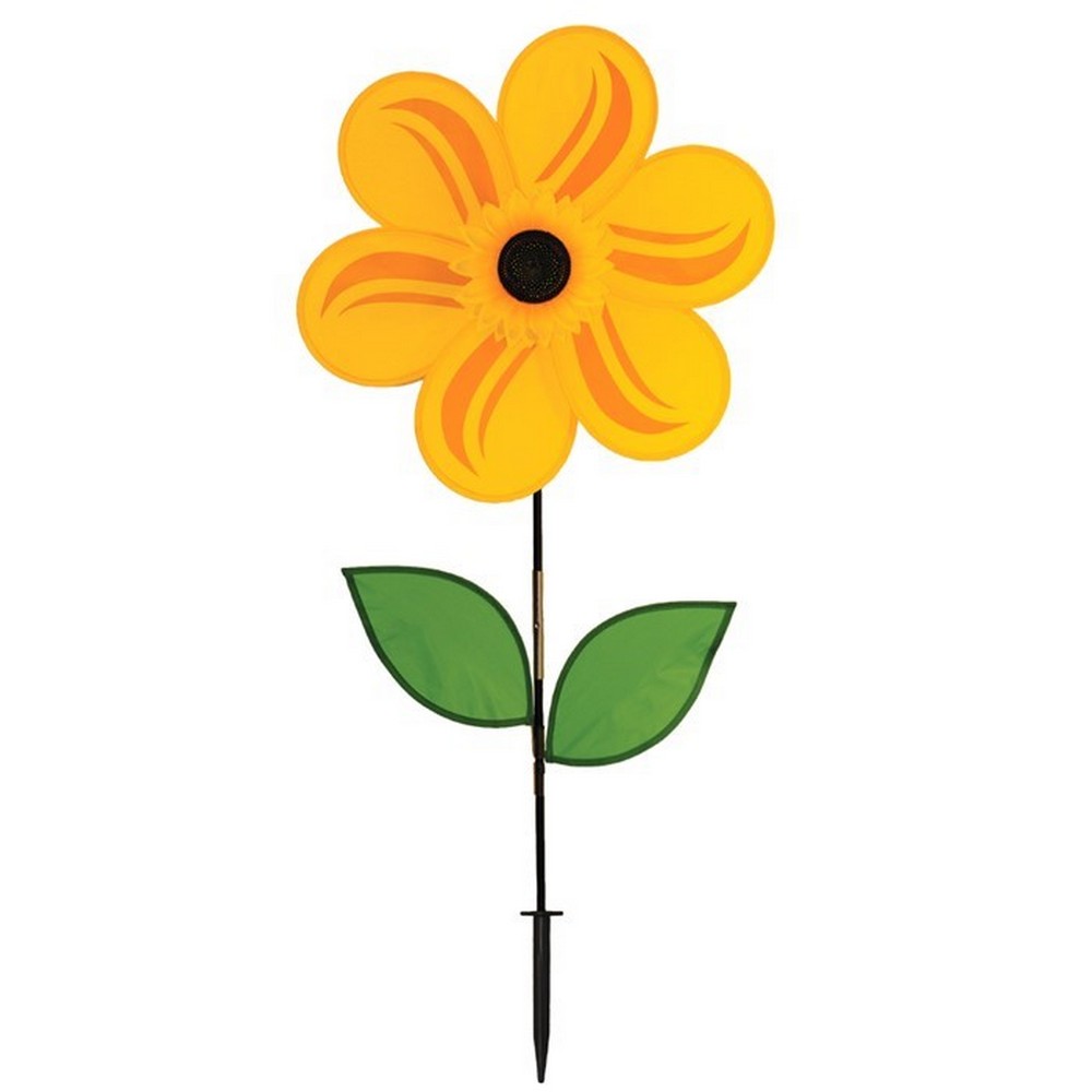 Sunflower withLeaves 19 inch Ground Spinner