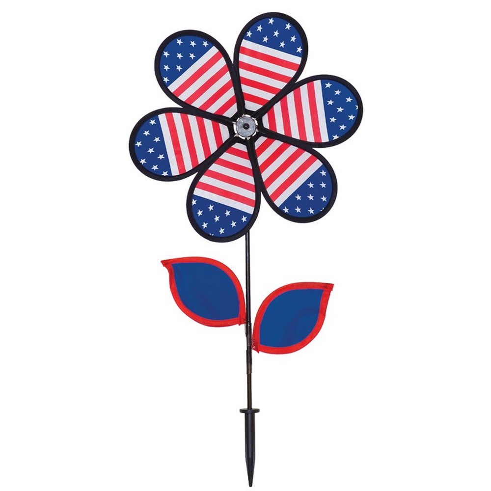 12 inch Patriotic Flower Spinner with Leaves