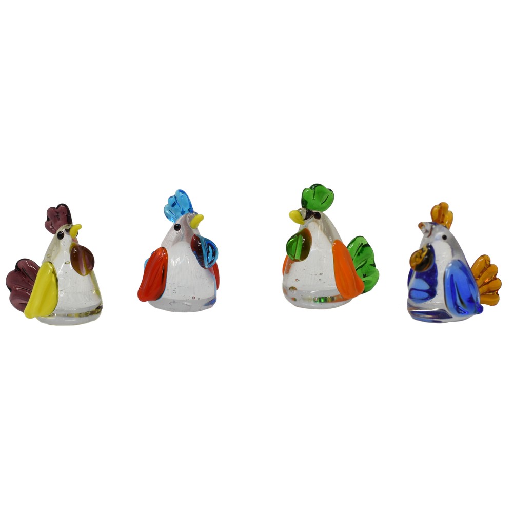 Set of 4 Milano Art Glass Mini Hens