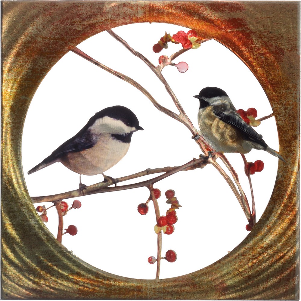 Chickadees Scene Wall Art Metal
