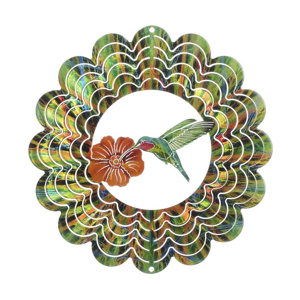 Kaleidoscope Hummingbird Green 16 inch Wind Spinner