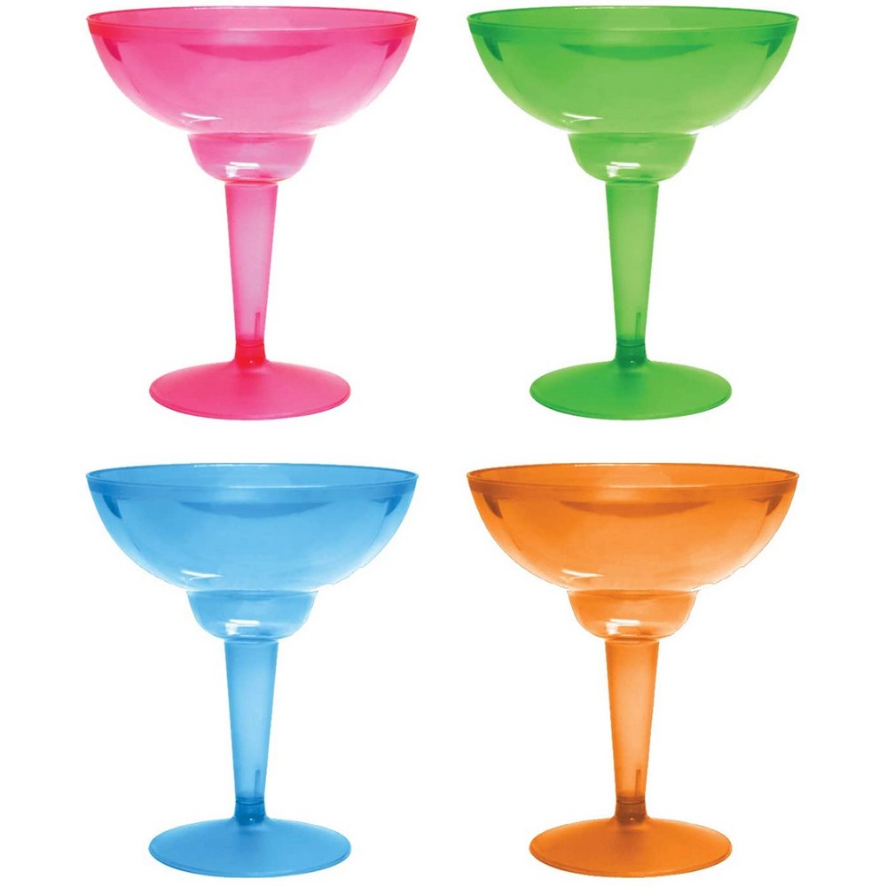 2 pc 12 oz Margarita Glasses Assorted Neon 12 Count