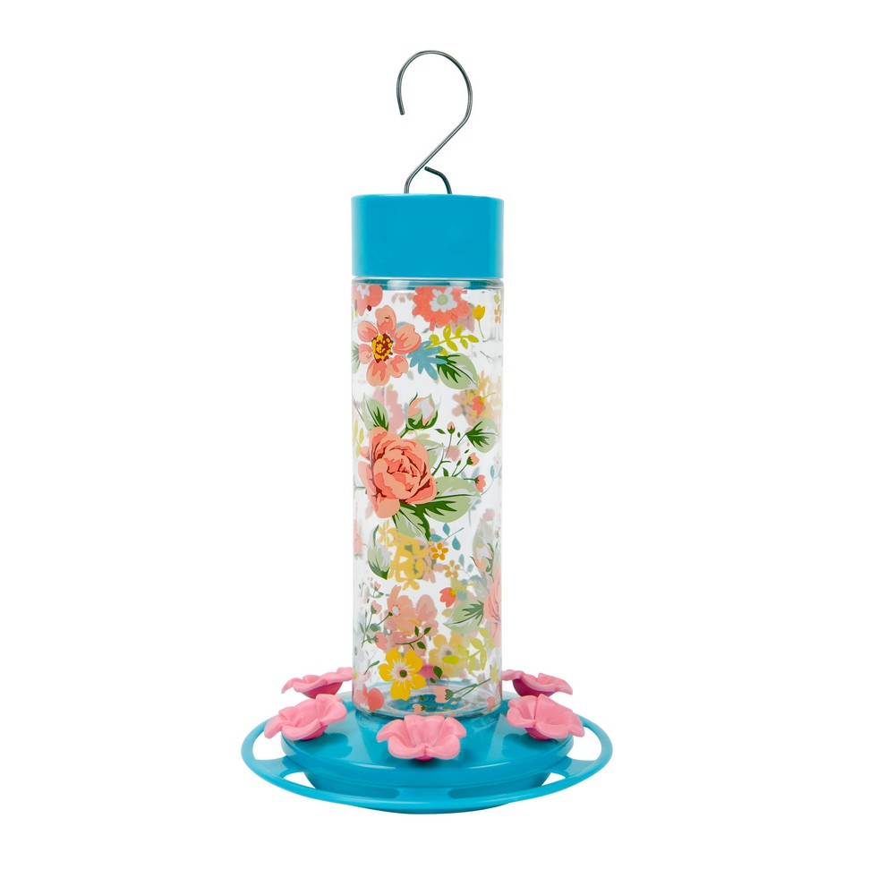 Charming Peony Decorative Glass Hummingbird Feeder