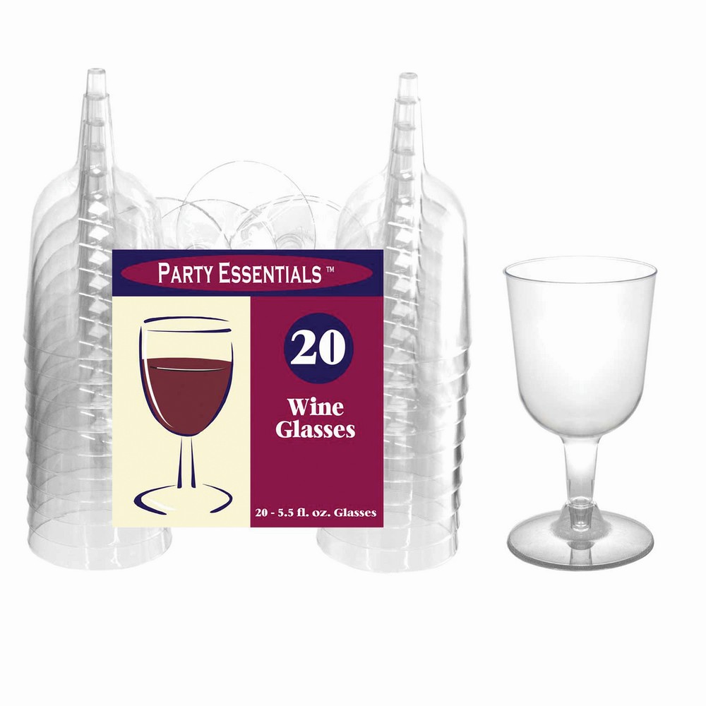 2 pc 5.5 oz Wine Glasses. Clear 20 ct