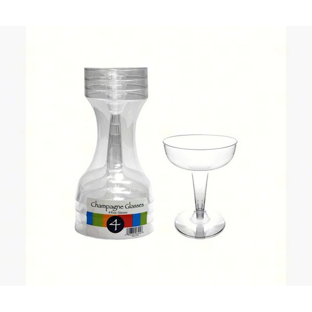 2 pc 4 oz Champagne Glasses. Clear 4 ct