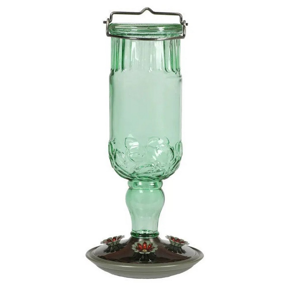 24 oz Antique Glass Hummingbird Feeder