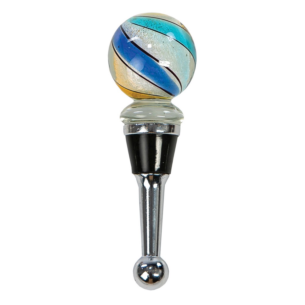 Glass Bottle Stopper Blue Globe