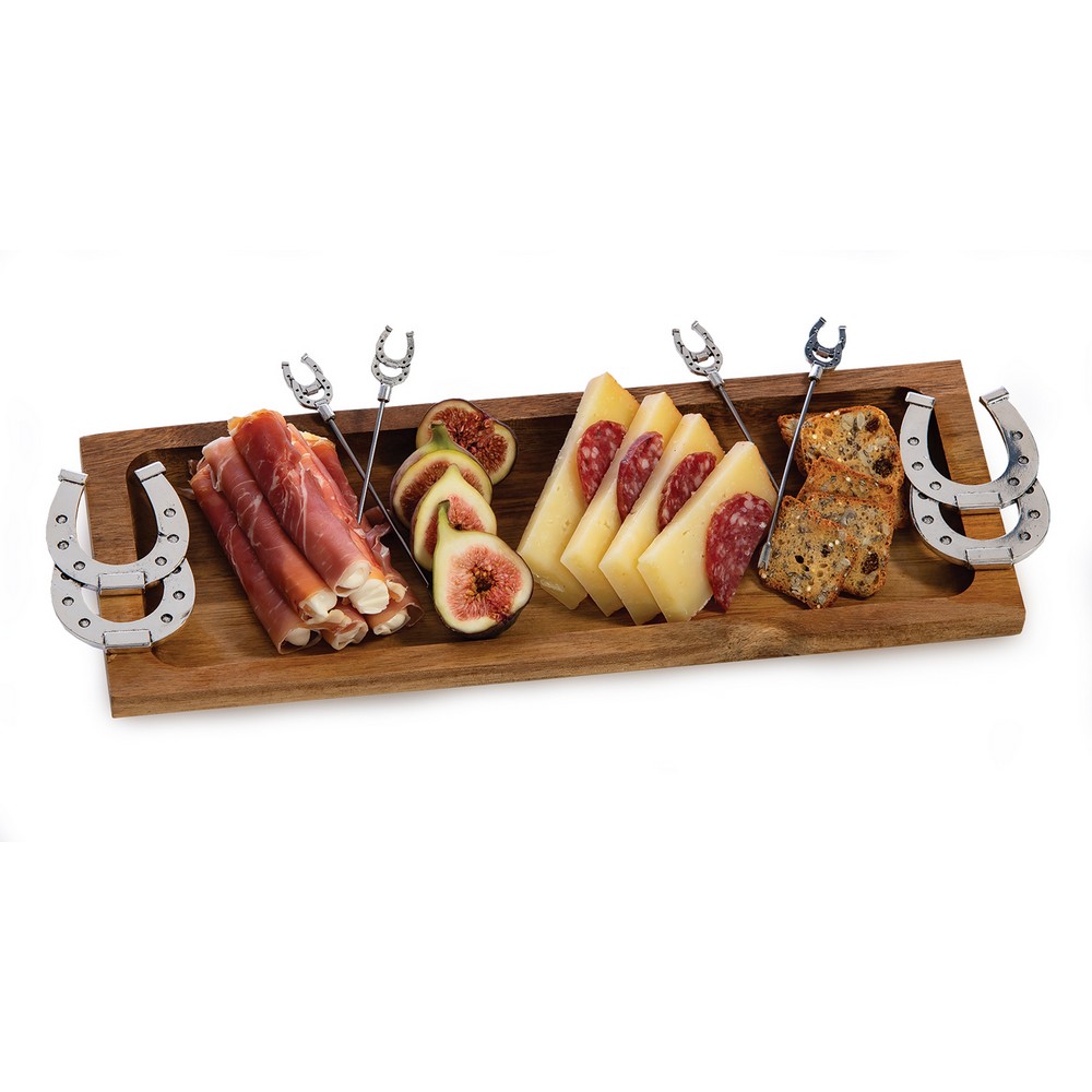 Acacia Foodie Bite Tray Horse Shoes