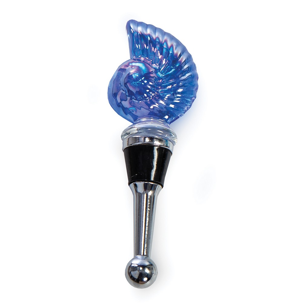 Glass Bottle Stopper Blue Nautilus