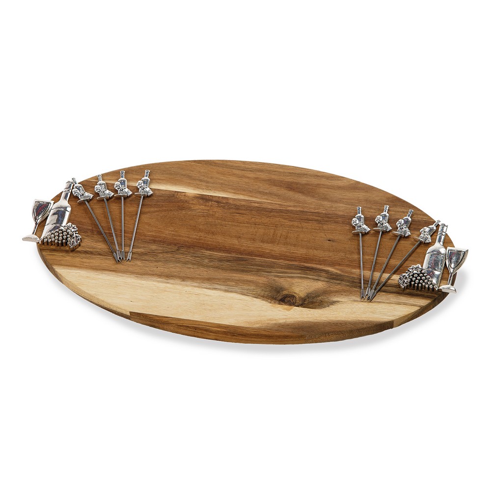 Large Acacia Foodie Bites Wine and Grapes