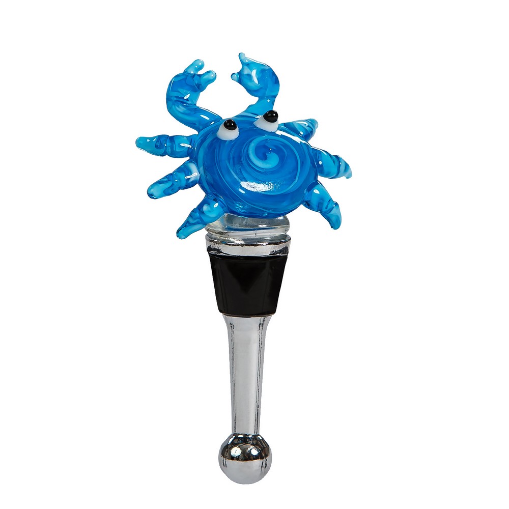 Glass Bottle Stopper Blue Crab