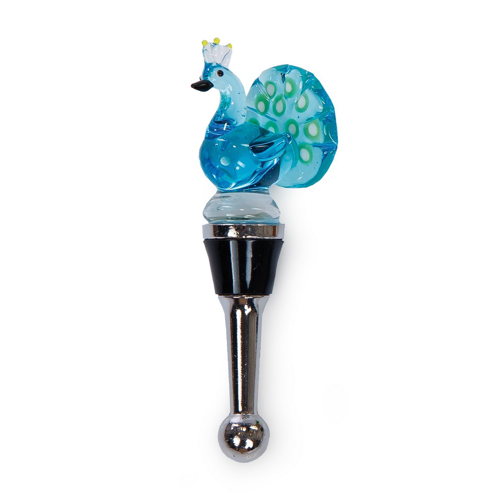 Glass Bottle Stopper Peacock