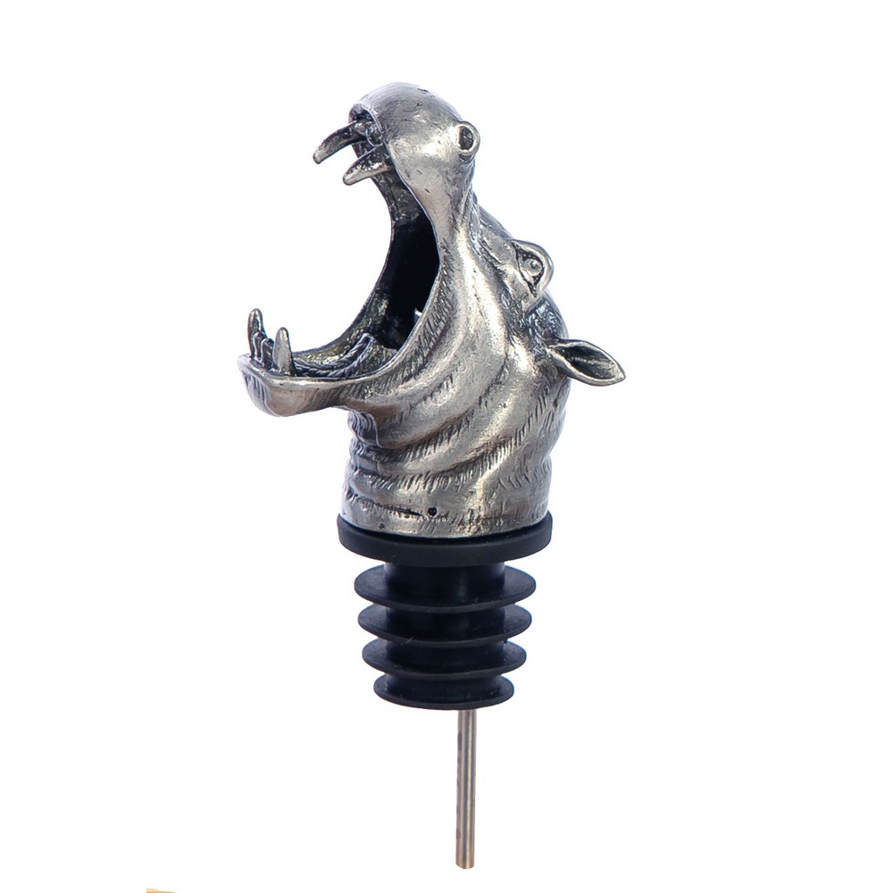 Steel Wine and Bottle Pourer Hippopotamus