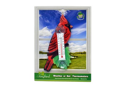 Cardinal on Branch Small Window Thermometer