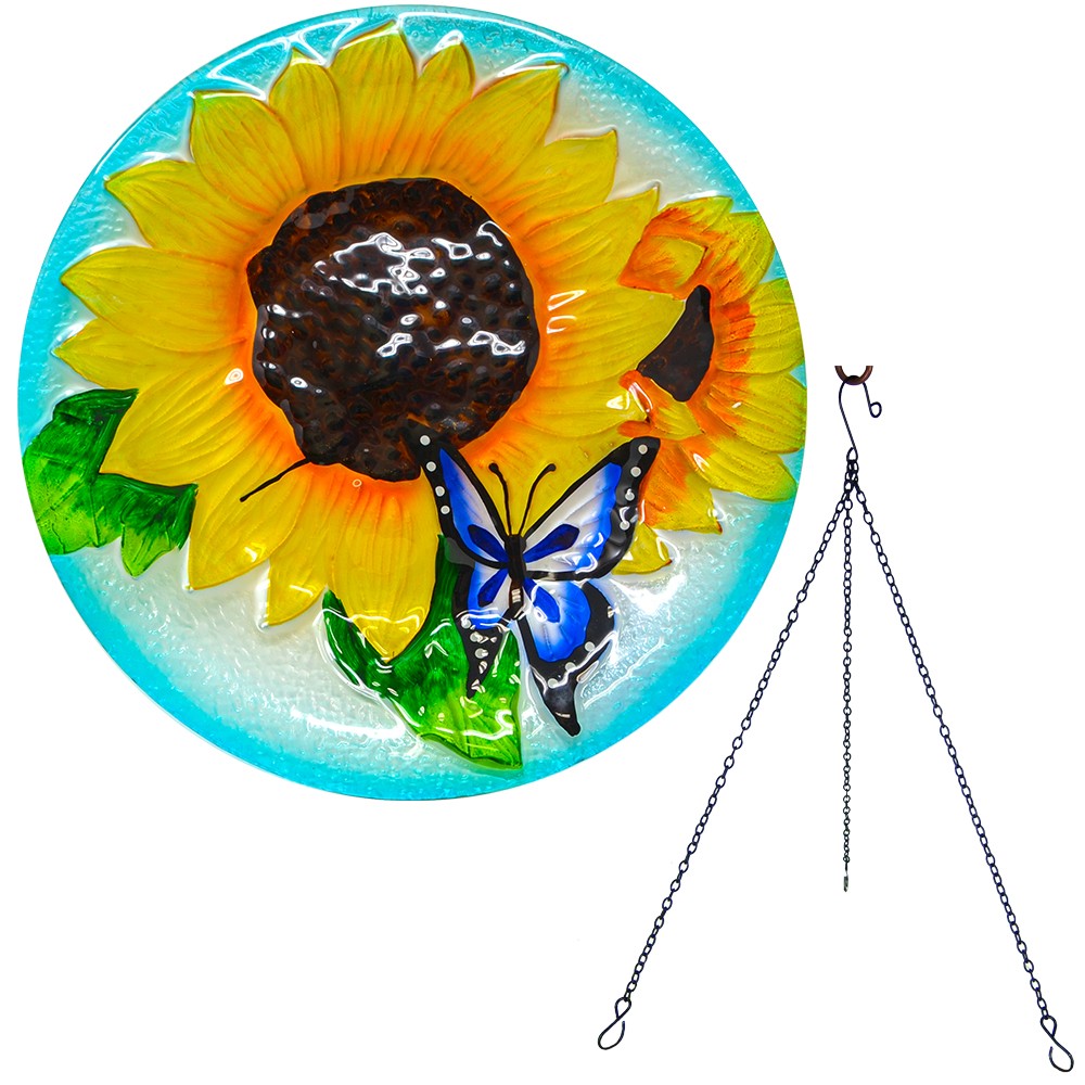 Blooming Sunflower Hanging Bird Bath
