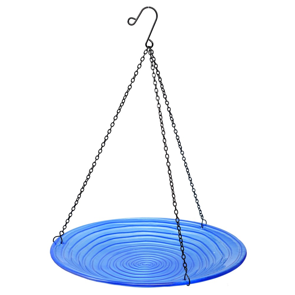 Blue Swirls Hanging Bird Bath