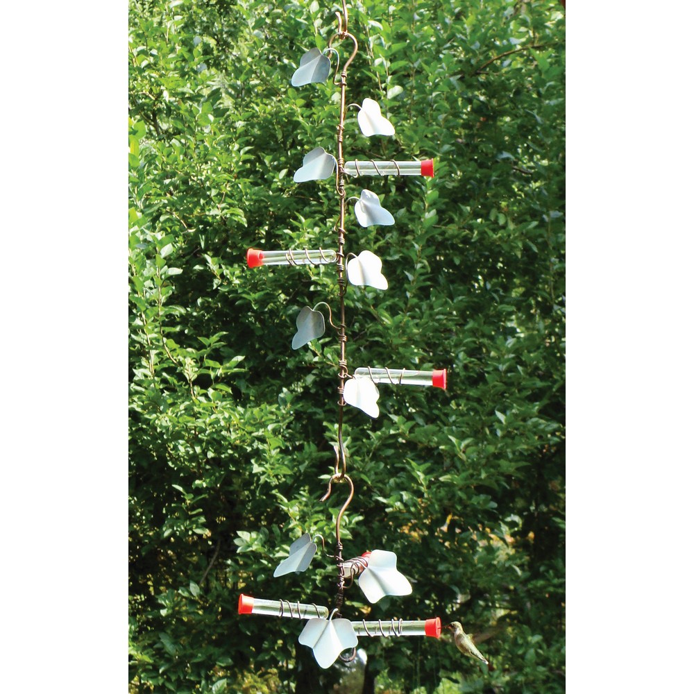 22 inch Copper Ivy Plant Hanger with 3 Hummer Stations